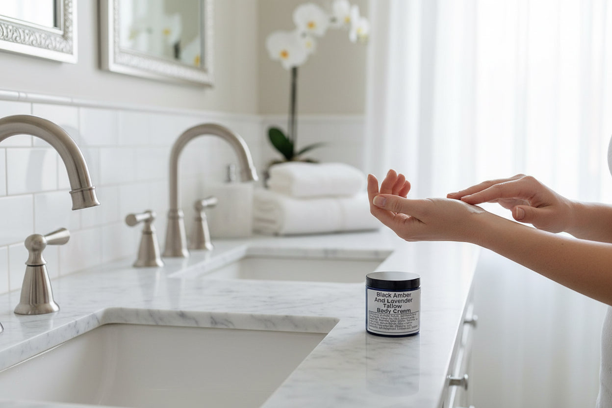 Black Amber & Lavender Tallow Body Cream - Luxurious Moisturizer