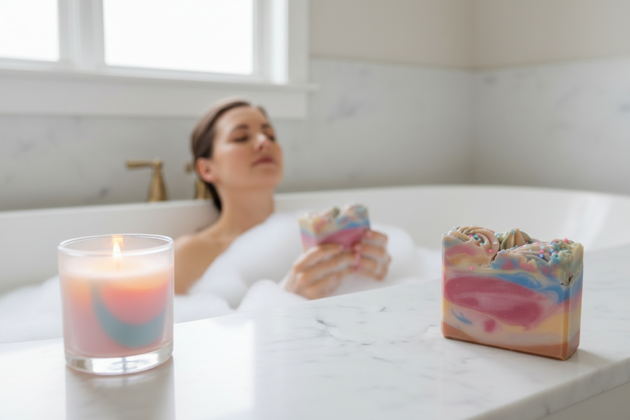 A Thousand Wishes Luxury Soap - Swirled Cold Process Bar