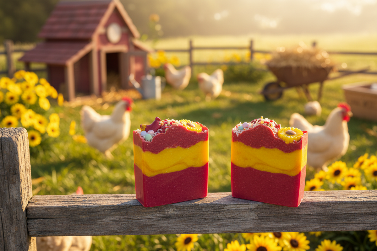 Chicken farm soaps front view - correct colors