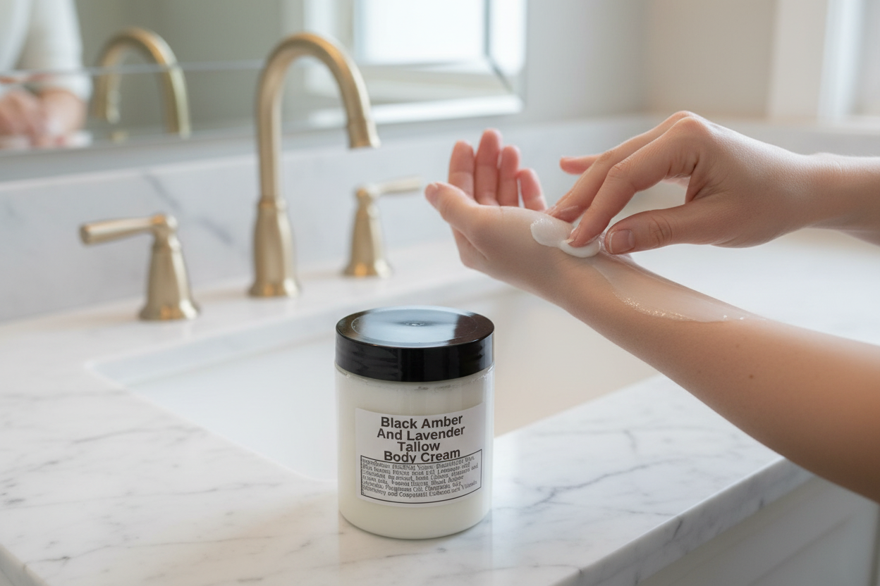Black Amber & Lavender Tallow Body Cream - Luxurious Moisturizer