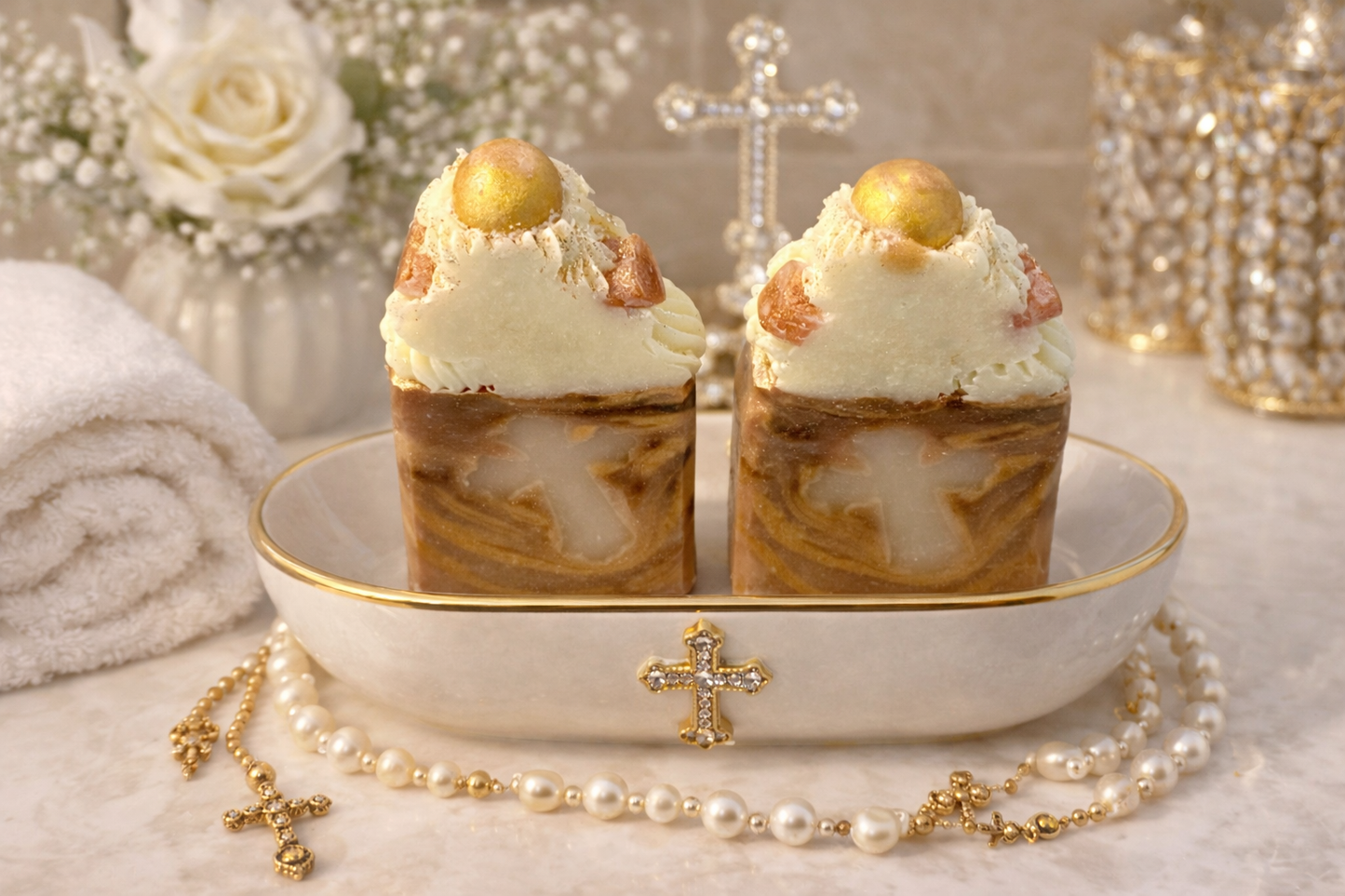 Glow in the Dark Cross Soap - Frosted Cold Processed Bar