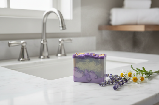 Lavender Chamomile Essential Oil Soap - Floral Topped Luxury Bar