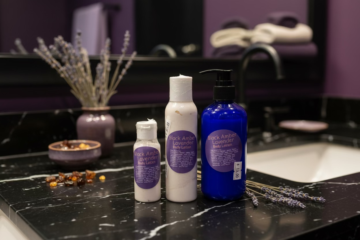 Black Amber lavender body in hand lotion