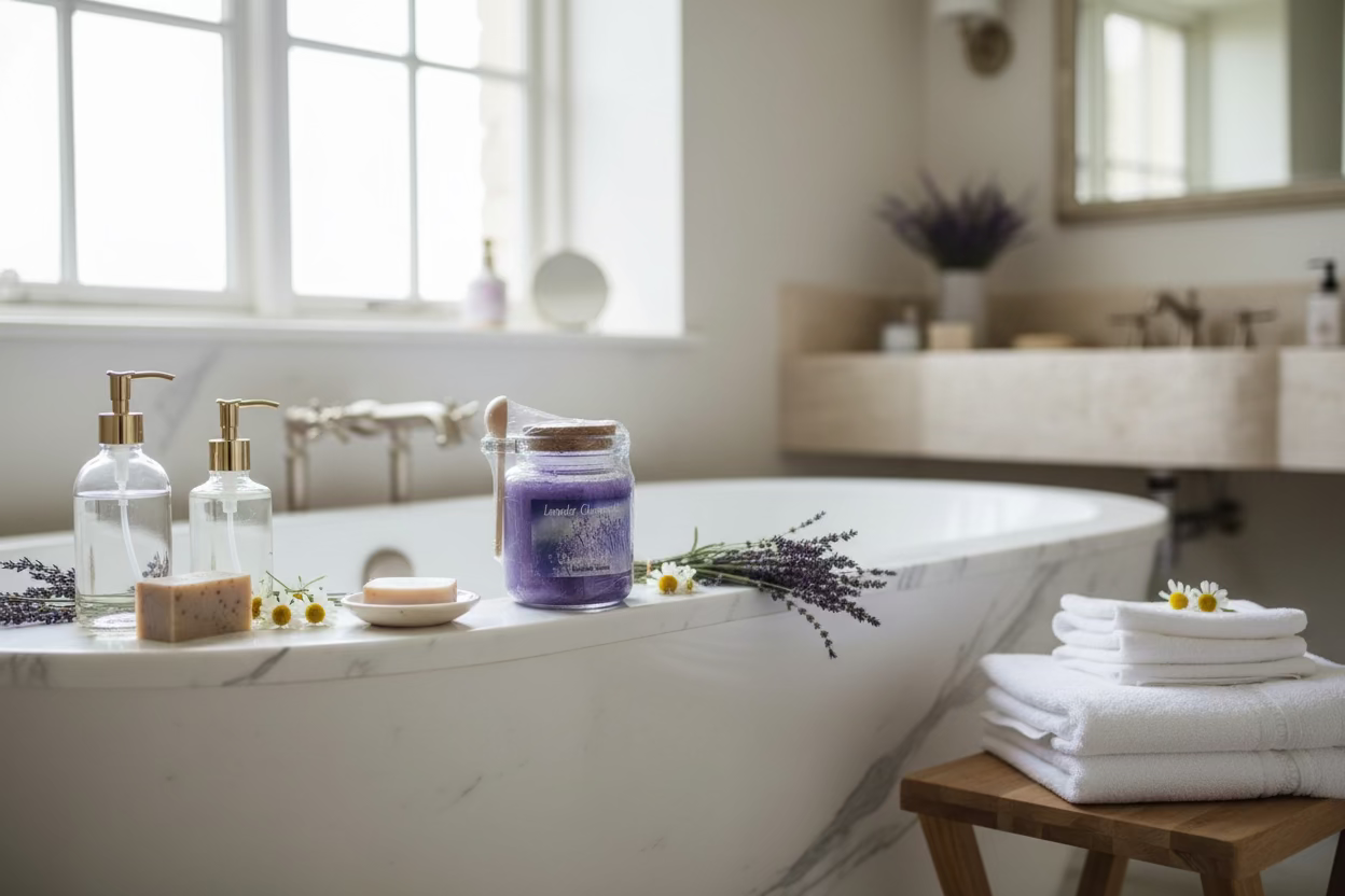 Lavender chamomile, emulsified, foaming sugar scrub