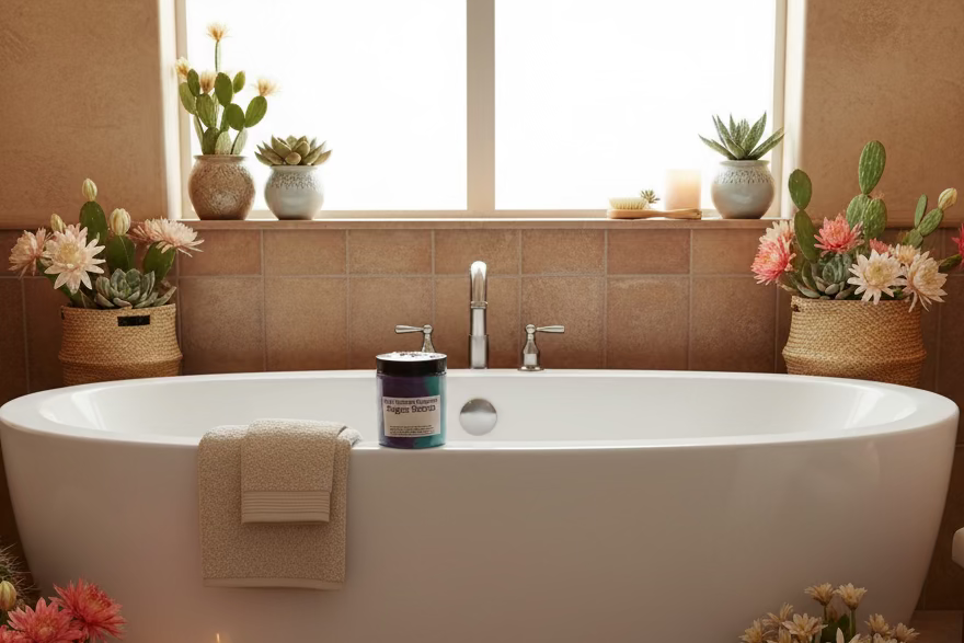 Baja cactus blossom emulsified, foaming sugar scrub