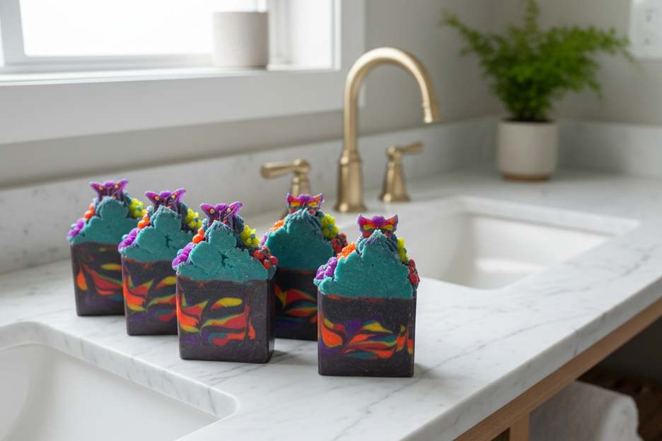 Butterfly Garden Soaps in Luxury Bathroom - Corrected