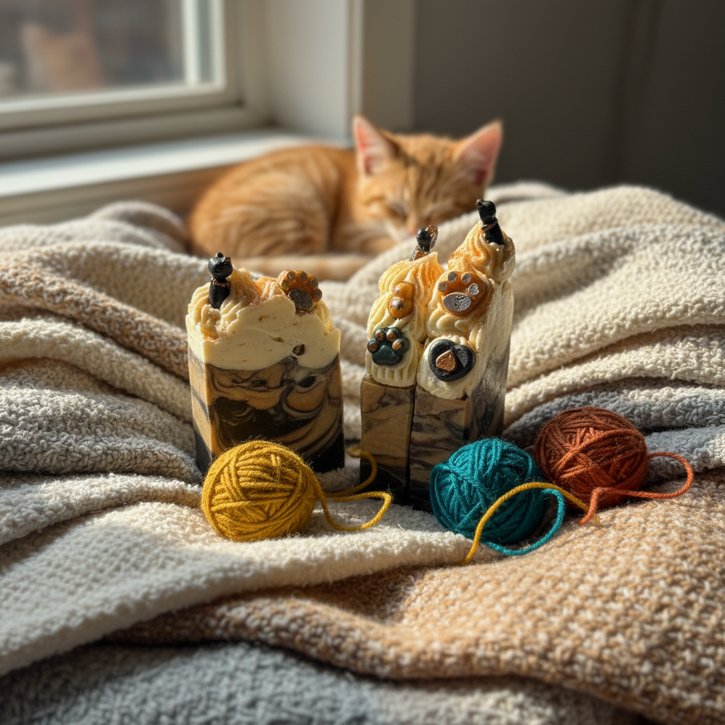 Cat soap in themed setting - unchanged product