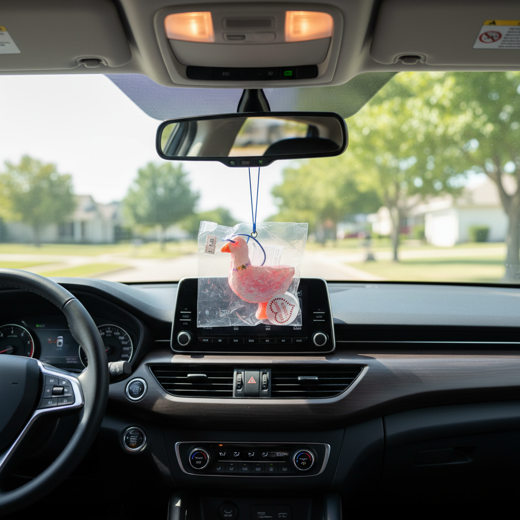 Duck Freshie on Rearview Mirror