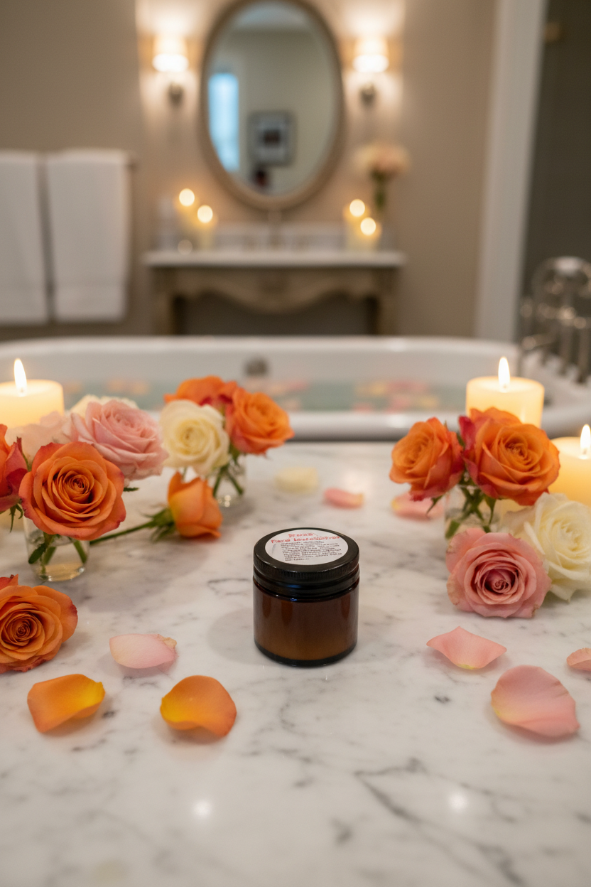 Rose Face Moisturizer in luxury spa setting