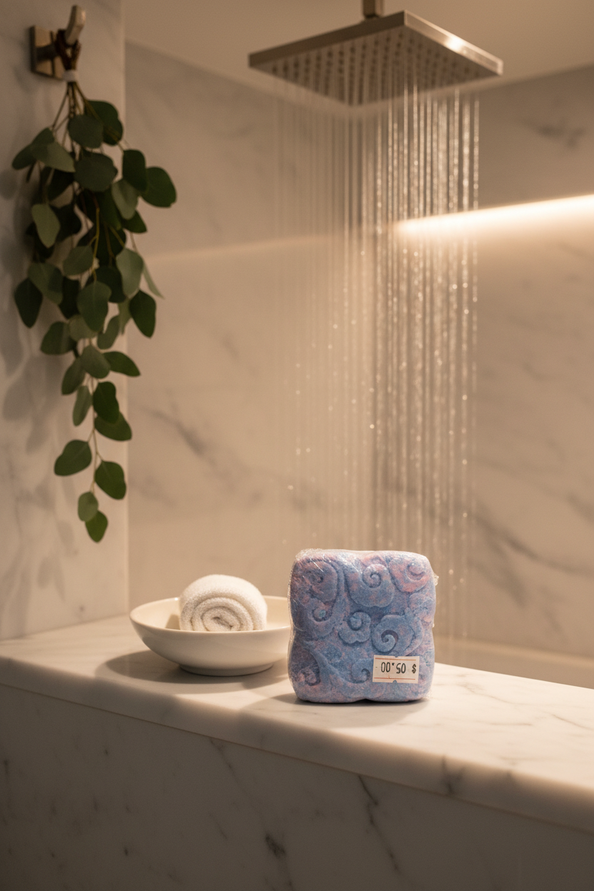 Square shower steamer in luxury bathroom